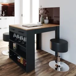 Table De Bar „Repose" Anthracite/Goldkraft Avec 2 Tabourets De Bar Vicco -Table haute et bar Soldes 59838551 5