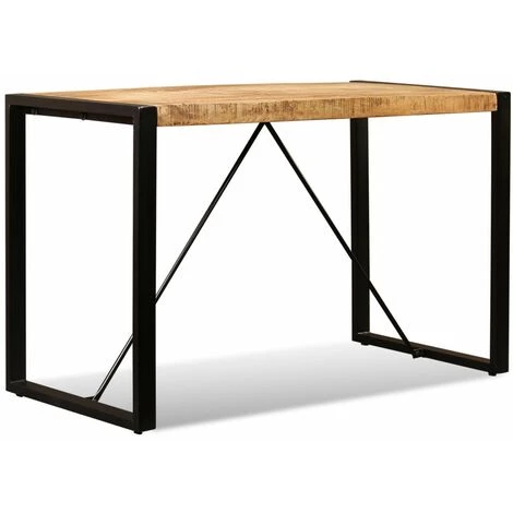 NOVA Table à Manger Style Industriel En Bois Massif De Brun Brut Et De Mangue Noire 4 NOVA Table à Manger Style Industriel En Bois Massif De Brun Brut Et De Mangue Noire – Image 2