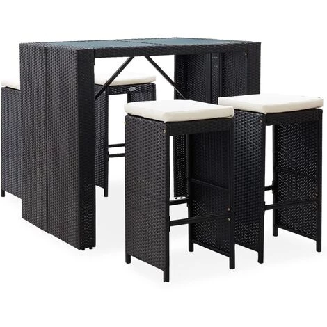 NOVA Garden Bar Set 5 PCS Dans Polyrattan Et Verre Noire 3 NOVA Garden Bar Set 5 PCS Dans Polyrattan Et Verre Noire