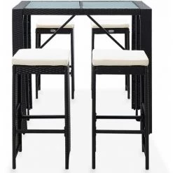 NOVA Garden Bar Set 5 PCS Dans Polyrattan Et Verre Noire 9 NOVA Garden Bar Set 5 PCS Dans Polyrattan Et Verre Noire -Table haute et bar Soldes 59996648 3