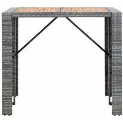 Topdeal Ensemble De Bar 5 Pcs Résine Tressée Et Bois D'acacia Gris FF49565_FR -Table haute et bar Soldes 60045712 5