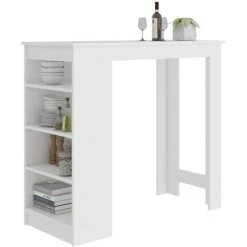 AKORD Table De Bar Pour Le Tabouret Blanche 115 Cm Couleur Blanc Mat - 115x50x103 Cm -Table haute et bar Soldes 60055268 2