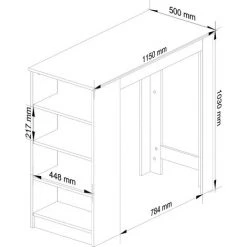 AKORD Table De Bar Pour Le Tabouret Blanche 115 Cm Couleur Blanc Mat - 115x50x103 Cm -Table haute et bar Soldes 60055268 3