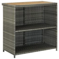 FIMEI Ensemble De Bar 3 Pcs Résine Tressée Gris -Table haute et bar Soldes 60100268 5