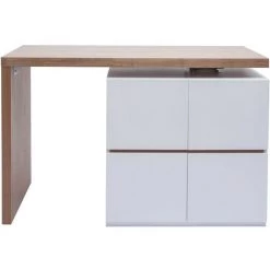 MILIBOO Îlot - Table De Bar Modulable Avec Rangement Blanc Mat Et Chêne H90 MAX - Blanc Mat