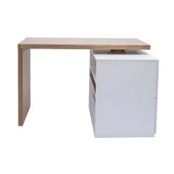 MILIBOO Îlot - Table De Bar Modulable Avec Rangement Blanc Mat Et Chêne H90 MAX - Blanc Mat -Table haute et bar Soldes 60156429 4