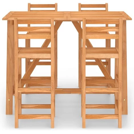 LITZEE Ensemble De Bar D'extérieur 5 Pcs Bois D'acacia Massif # 4 LITZEE Ensemble De Bar D'extérieur 5 Pcs Bois D'acacia Massif # – Image 2