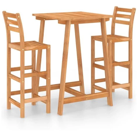 LITZEE Ensemble De Bar D'extérieur 3 Pcs Bois D'acacia Massif # 5 LITZEE Ensemble De Bar D'extérieur 3 Pcs Bois D'acacia Massif # – Image 3