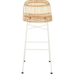 LES TENDANCES Chaise De Bar En Rotin Naturel Et Blanc Emile L 47 Cm -Table haute et bar Soldes 60258696 5