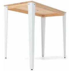 Table Mange Debout Lunds 60X100x110cm Blanc-Naturel. Box Furniture - Blanc -Table haute et bar Soldes 60283894 3
