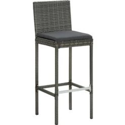 INLIFE Jeu De Bar De Jardin 7pcs Et Coussins Anthracite Résine Tressée -Table haute et bar Soldes 60303625 4