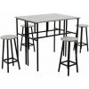 HOMCOM Ensemble Table De Bar Style Industriel 6 Pièces - 2 Tables, 4 Tabourets - Acier Noir Panneaux Particules Aspect Bois Gris - Gris -Table haute et bar Soldes 60352090 1