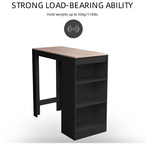 Ikayaa Table De Bar Rustique à Hauteur De Comptoir Table De Salle à Manger De Ferme Avec Rangement Intégré à 3 Niveaux Étagères Ouvertes Repose-pieds De Soutien Pour Les Petits Endroits Limités | 3 Couleurs Chics En Option - Le Noir 7 Ikayaa Table De Bar Rustique à Hauteur De Comptoir Table De Salle à Manger De Ferme Avec Rangement Intégré à 3 Niveaux Étagères Ouvertes Repose-pieds De Soutien Pour Les Petits Endroits Limités | 3 Couleurs Chics En Option - Le Noir – Image 5