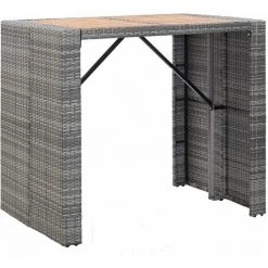 INLIFE Ensemble De Bar 5 Pcs Résine Tressée Et Bois D'acacia Gris -Table haute et bar Soldes 60598954 4