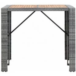 INLIFE Ensemble De Bar 5 Pcs Résine Tressée Et Bois D'acacia Gris -Table haute et bar Soldes 60598954 5