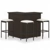 INLIFE Meuble De Bar De Jardin 4 Pcs Et Coussins Résine Tressée Marron -Table haute et bar Soldes 60599474 1