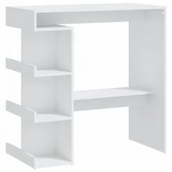 INLIFE Table De Bar étagère De Rangement Blanc 100x50x101,5 Cm 8 INLIFE Table De Bar étagère De Rangement Blanc 100x50x101,5 Cm -Table haute et bar Soldes 60599659 2