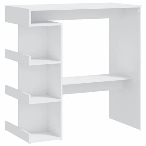 INLIFE Table De Bar étagère De Rangement Blanc 100x50x101,5 Cm 4 INLIFE Table De Bar étagère De Rangement Blanc 100x50x101,5 Cm – Image 2