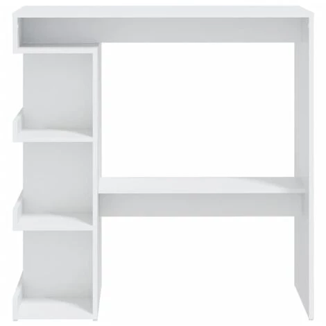 INLIFE Table De Bar étagère De Rangement Blanc 100x50x101,5 Cm 7 INLIFE Table De Bar étagère De Rangement Blanc 100x50x101,5 Cm – Image 5