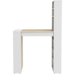 VENTE-UNIQUE.COM Meuble De Bar Avec Rangements - MDF - Naturel Et Blanc - SKARN - Naturel Clair, Blanc -Table haute et bar Soldes 60631656 5