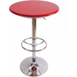 DéCOSHOP26 Table De Bar Bistrot Réglable En Hauteur Ø60cm Rouge - Rougeed