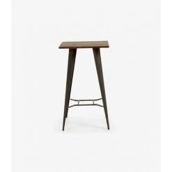 Table Haute En Acier Et Bois De Bambou Massif - Longueur 60 X Profondeur 60 X Hauteur 104 Cm -PEGANE- -Table haute et bar Soldes 60661953 3