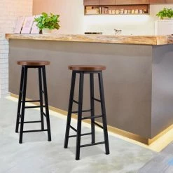 NOVA Définir 2 Tabourets De Bar Style En Bois Rustique Différentes Couleurs Couleur : Hêtre -Table haute et bar Soldes 60806325 2