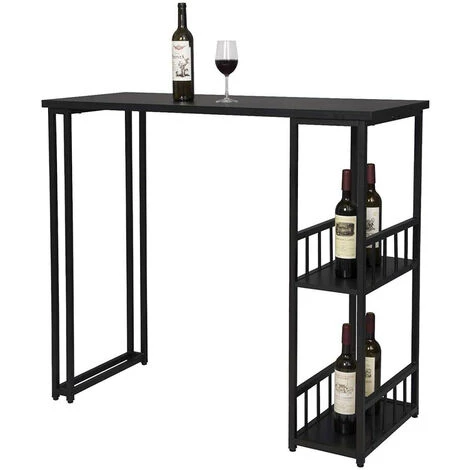 NOVA Comptoir De Table De Cuisine Haute Avec étagères De Style En Bois Et Métal Différentes Couleurs Couleur : Noir 4 NOVA Comptoir De Table De Cuisine Haute Avec étagères De Style En Bois Et Métal Différentes Couleurs Couleur : Noir – Image 2