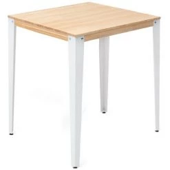 Table Mange Debout Lunds 80X80x110cm Blanc-Naturel. Box Furniture - Blanc