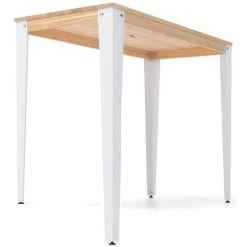 Table Mange Debout Lunds 60X120x110cm Blanc-Naturel. Box Furniture - Blanc -Table haute et bar Soldes 60809678 3