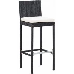 NOVA Garden Bar Set 5 PC Ensemble De Bar 5 Pcs Résine Tressée Et Bois D'acacia Noir -Table haute et bar Soldes 60816563 4