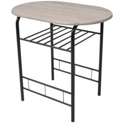 NOVA Table De Salle à Manger Et 2 Tabourets Pour Petit Déjeuner En Bois Et En Chêne En Métal Ensemble De Meuble Pour Salle à Manger MDF -Table haute et bar Soldes 60816621 4