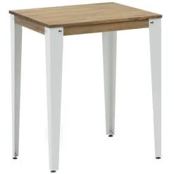 Table Mange Debout Lunds 70X70x110cm Blanc-Vieilli. Box Furniture - Blanc