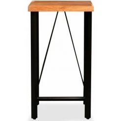 NOVA Ensemble De Table De Bar Avec Acacia Solide Et Tabourets En Cuir Réels Divers Pièces Ensemble De Bar 3 Pcs Bois D'acacia Massif Et Cuir Véritable -Table haute et bar Soldes 60890253 4