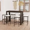 FIMEI Meuble De Bar De Jardin 7 Pcs Et Coussins Résine Tressée Marron -Table haute et bar Soldes 60968834 1