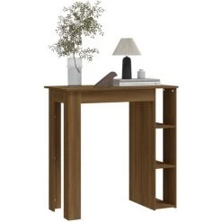 FIMEI Table De Bar Avec étagère Chêne Marron 102x50x103,5cm Aggloméré -Table haute et bar Soldes 60968929 5