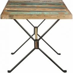 FIMEI Table De Salle à Manger 160x80x76cm Bois De Récupération Massif -Table haute et bar Soldes 60969114 3