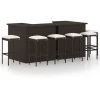 FIMEI Meuble De Bar De Jardin 8 Pcs Et Coussins Résine Tressée Marron -Table haute et bar Soldes 60969235 1