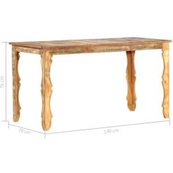 FIMEI Table De Salle à Manger 140x70x76cm Bois De Récupération Massif -Table haute et bar Soldes 60969681 4