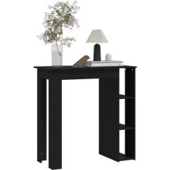 FIMEI Table De Bar Avec étagère Noir 102x50x103,5 Cm Aggloméré -Table haute et bar Soldes 60970523 3