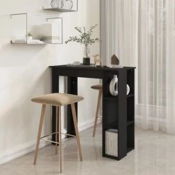 FIMEI Table De Bar Avec étagère Noir 102x50x103,5 Cm Aggloméré -Table haute et bar Soldes 60970523 4