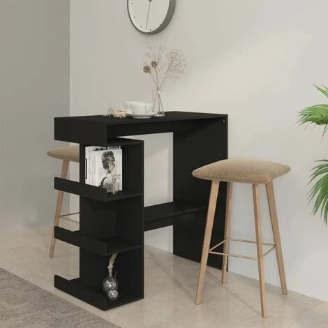 FIMEI Table De Bar étagère De Rangement Noir 100x50x101,5 Cm 3 FIMEI Table De Bar étagère De Rangement Noir 100x50x101,5 Cm