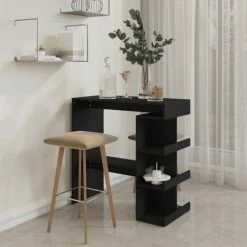 FIMEI Table De Bar étagère De Rangement Noir 100x50x101,5 Cm 9 FIMEI Table De Bar étagère De Rangement Noir 100x50x101,5 Cm -Table haute et bar Soldes 60971940 3