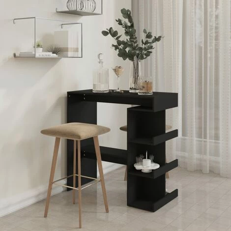 FIMEI Table De Bar étagère De Rangement Noir 100x50x101,5 Cm 5 FIMEI Table De Bar étagère De Rangement Noir 100x50x101,5 Cm – Image 3
