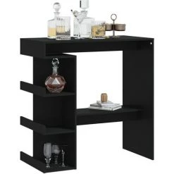 FIMEI Table De Bar étagère De Rangement Noir 100x50x101,5 Cm 10 FIMEI Table De Bar étagère De Rangement Noir 100x50x101,5 Cm -Table haute et bar Soldes 60971940 4