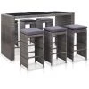 FIMEI Meuble De Bar De Jardin 7 Pcs Et Coussins Résine Tressée Gris -Table haute et bar Soldes 60972357 1