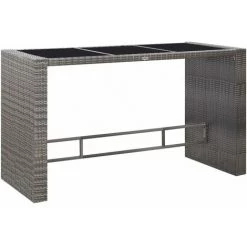 FIMEI Meuble De Bar De Jardin 7 Pcs Et Coussins Résine Tressée Gris -Table haute et bar Soldes 60972357 3