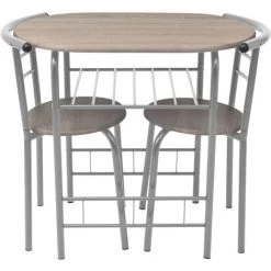 SUPERMARKET Ensemble De Meuble Pour Salle à Manger MDF Argenté -Table haute et bar Soldes 61303806 3