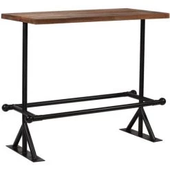 SUPERMARKET Table De Bar Bois De Récupération Massif Marron Foncé 120x60x107 Cm