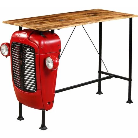 SUPERMARKET Table De Bar Bois De Manguier Massif Rouge Tracteur 60x150x107 Cm 4 SUPERMARKET Table De Bar Bois De Manguier Massif Rouge Tracteur 60x150x107 Cm – Image 2